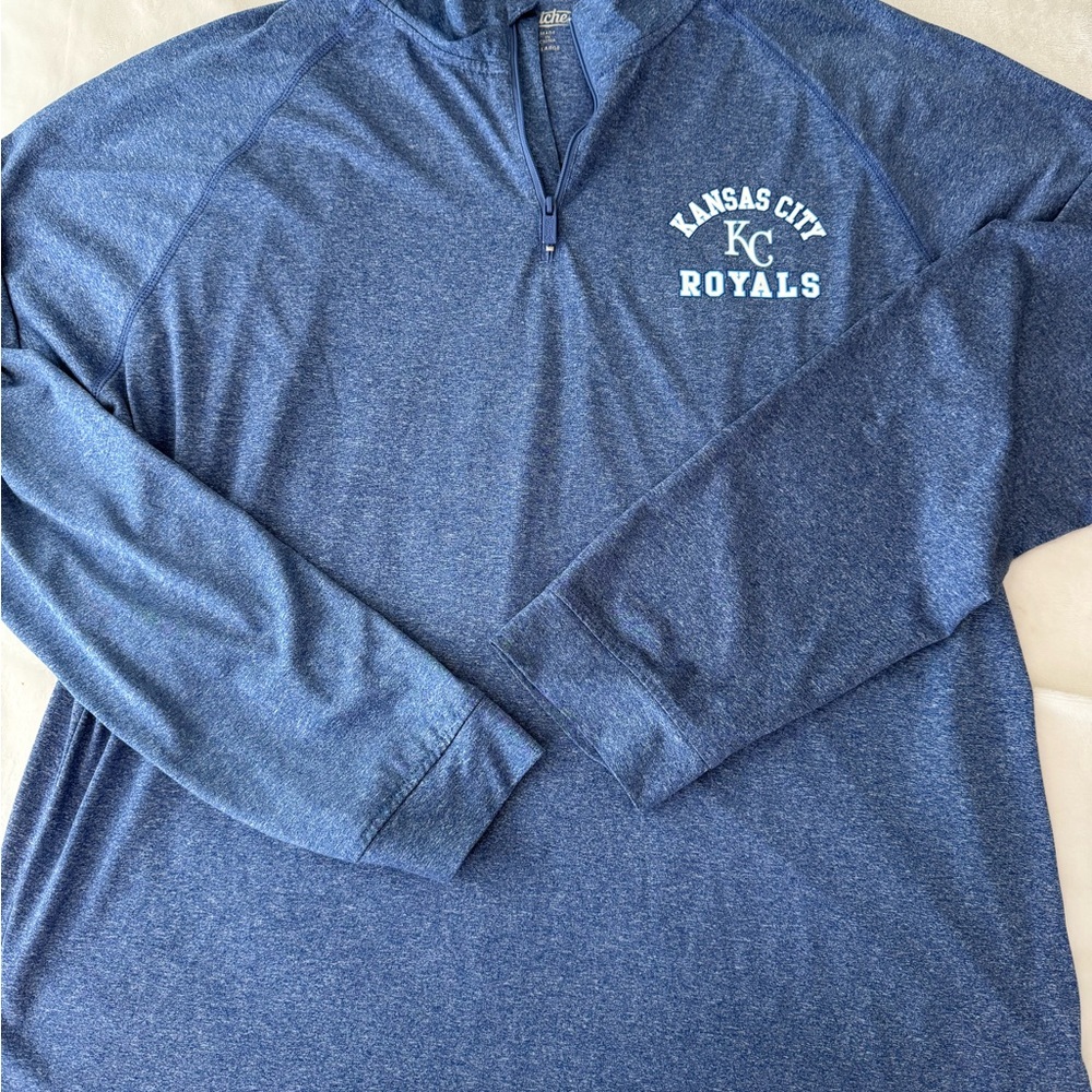 Kansas City Royals Pullover Mens XL Blue Quarter Zip MLB Baseball Stitches E75